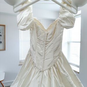 Vintage Satin Puff sleeve wedding dress union made